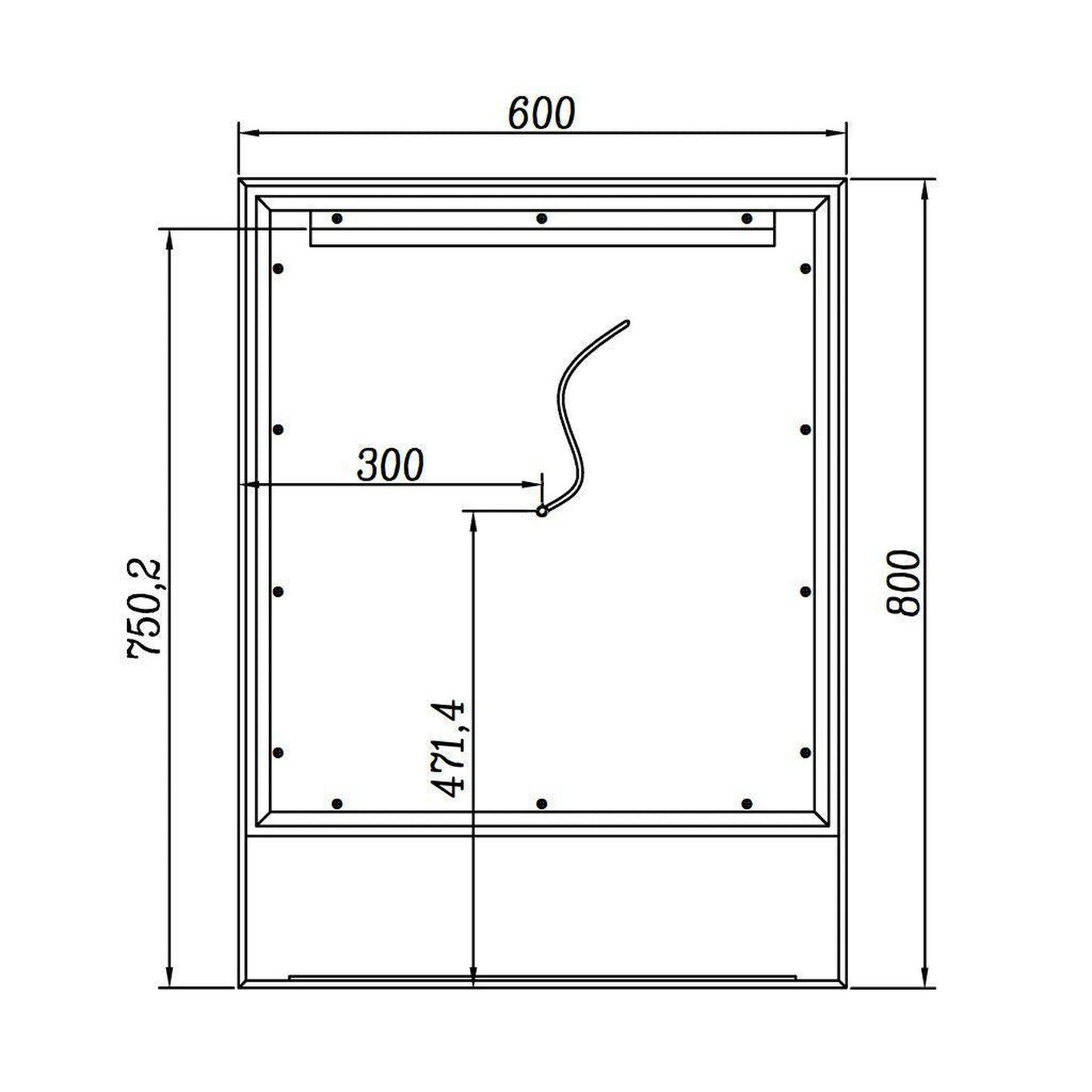 Lighted Impressions Luxe 24" x 32" Rectangular Framed Wall-Mounted LED Mirror With Touch Sensor & Open Shelf
