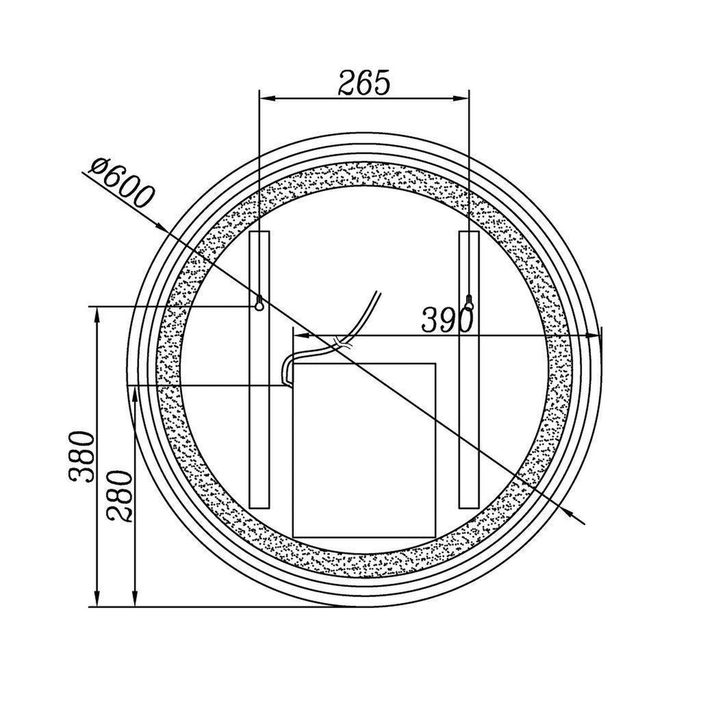 Lighted Impressions Moon 24" Round Frameless Wall-Mounted LED Mirror With Touch Sensor