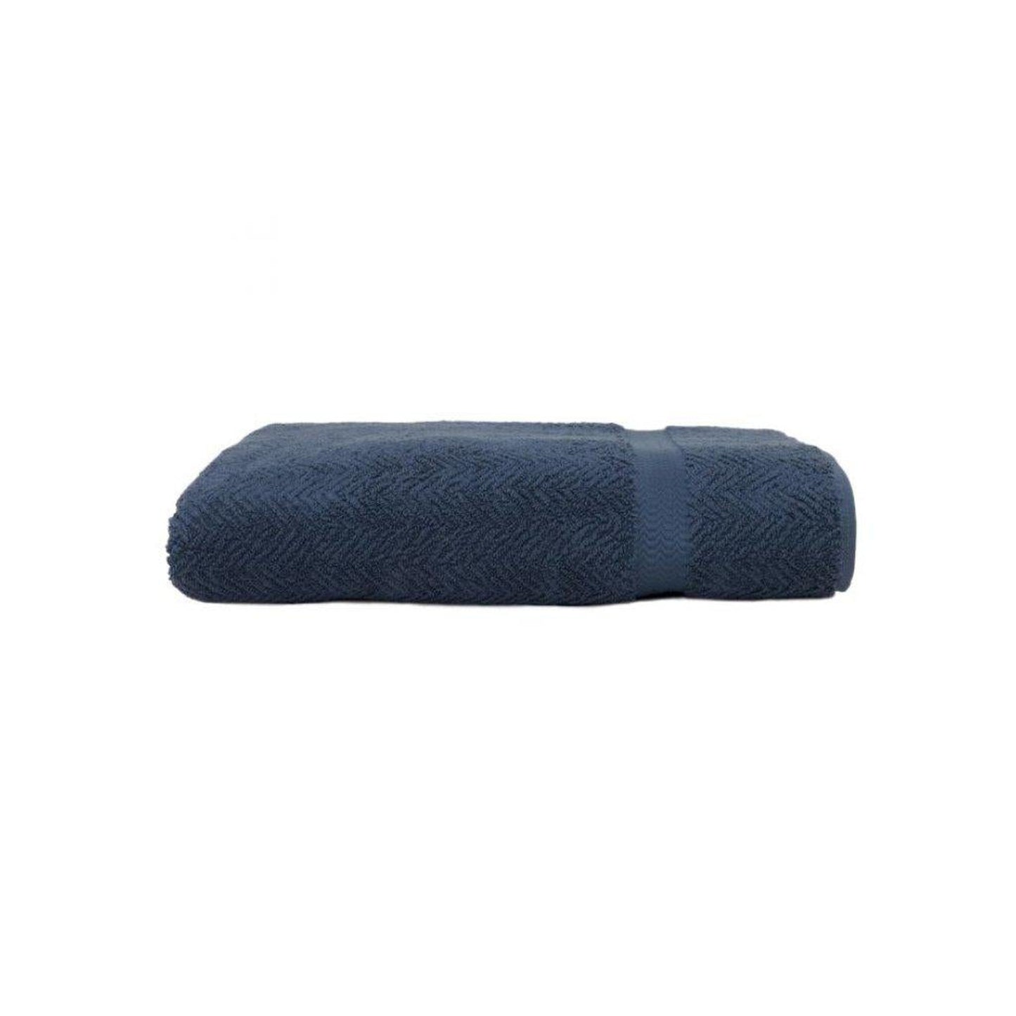 Linum Herringbone Turkish Cotton Midnight Blue Bath Towel