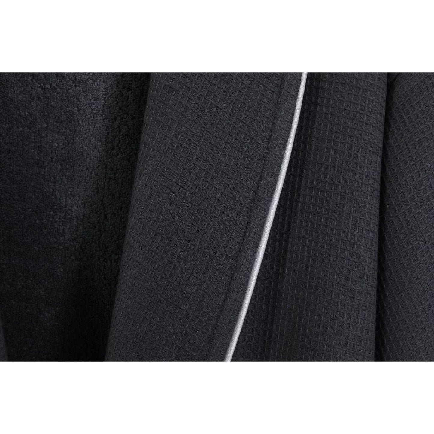 Linum Waffle Terry with Satin Piped Trim S/M Grey Bathrobe
