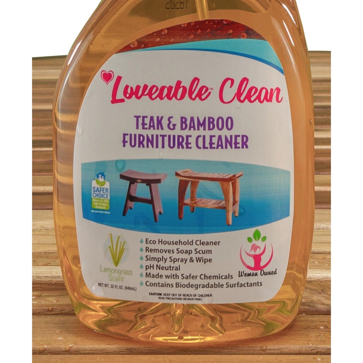 Loveable Clean 32 oz. Spray Bottle Teak and Bamboo Furniture Cleaner