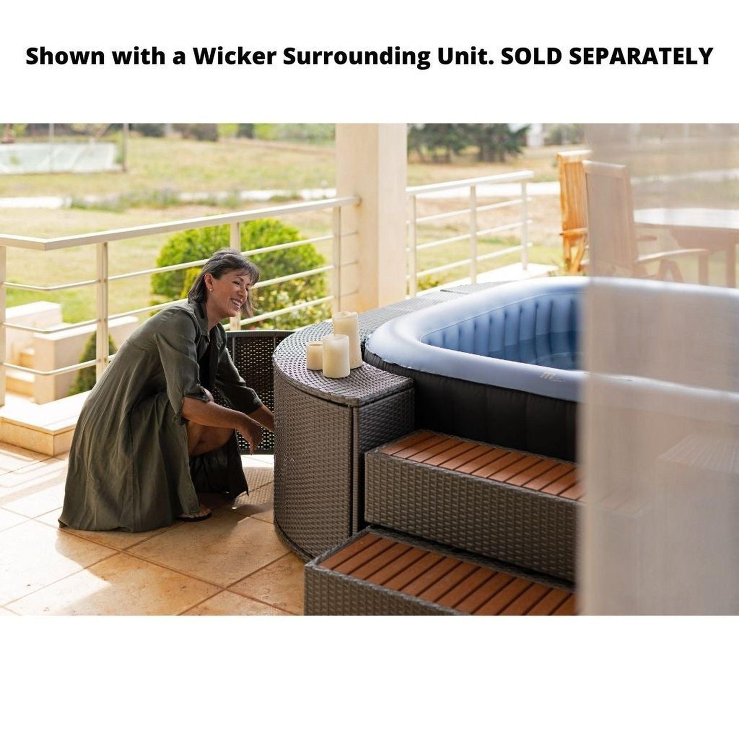 MSpa Delight Tekapo 73" x 27" 6-Person 132-Jet Square Gray Inflatable Indoor And Outdoor Hot Tub