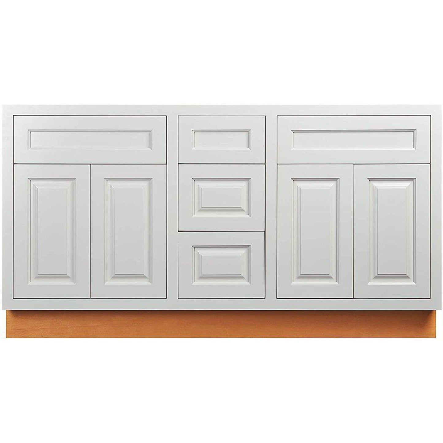 Maplevilles Cabinetry Shaker Inset 60" Ready to Assemble Double Vanity Sink Base Cabinet in Vintage White