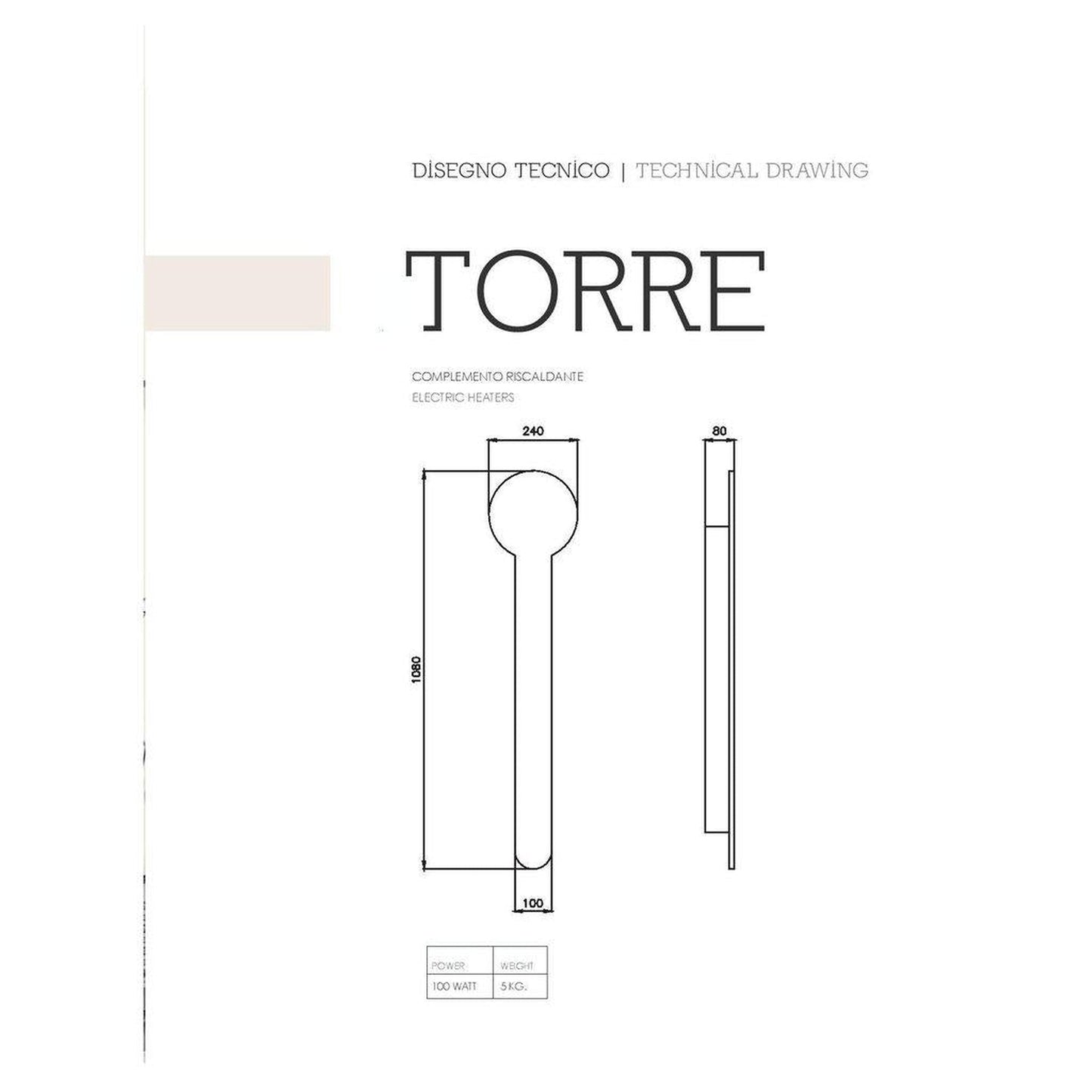 Maya Bath Torre 9" x 43" White Ceramic Wall-Mounted Hardwired Electric Towel Warmer