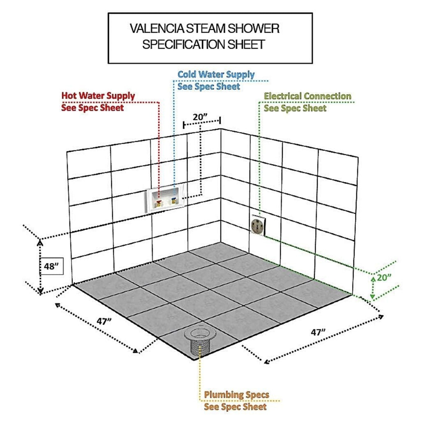 Maya Bath Valencia 64" x 64" x 88" 26-Jet Round Red Computerized Steam Shower Massage Bathtub With Hinged Doors