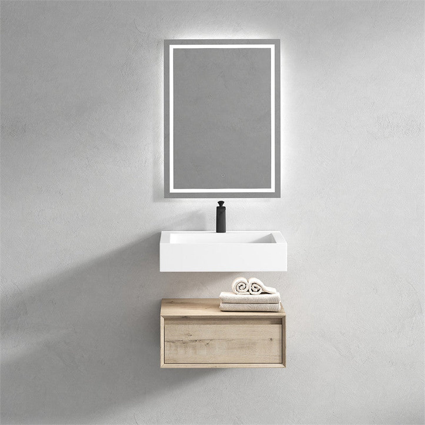 Moreno Bath ALYSA 24" Light Oak Floating Vanity With Single Reinforced White Acrylic Sink