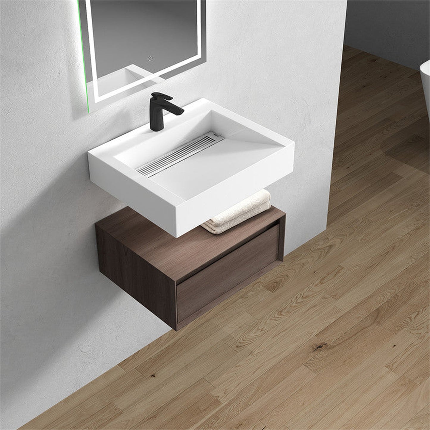 Moreno Bath ALYSA 24" Red Oak Floating Vanity With Single Reinforced White Acrylic Sink