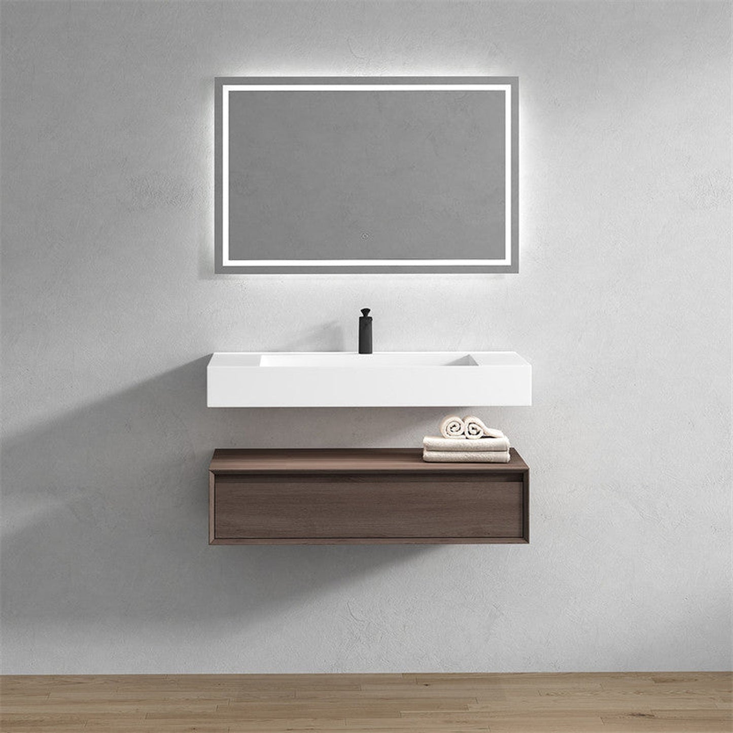 Moreno Bath ALYSA 42" Red Oak Floating Vanity With Single Reinforced White Acrylic Sink