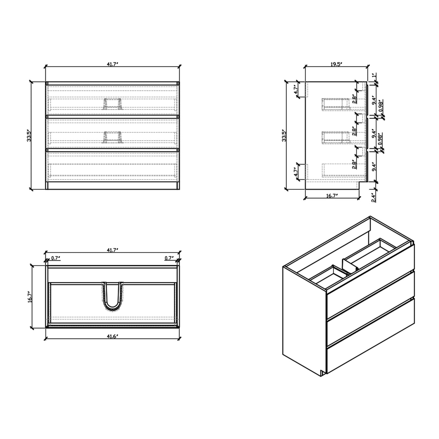 Moreno Bath Angeles 42" White Oak Freestanding Vanity With Single Reinforced White Acrylic Sink