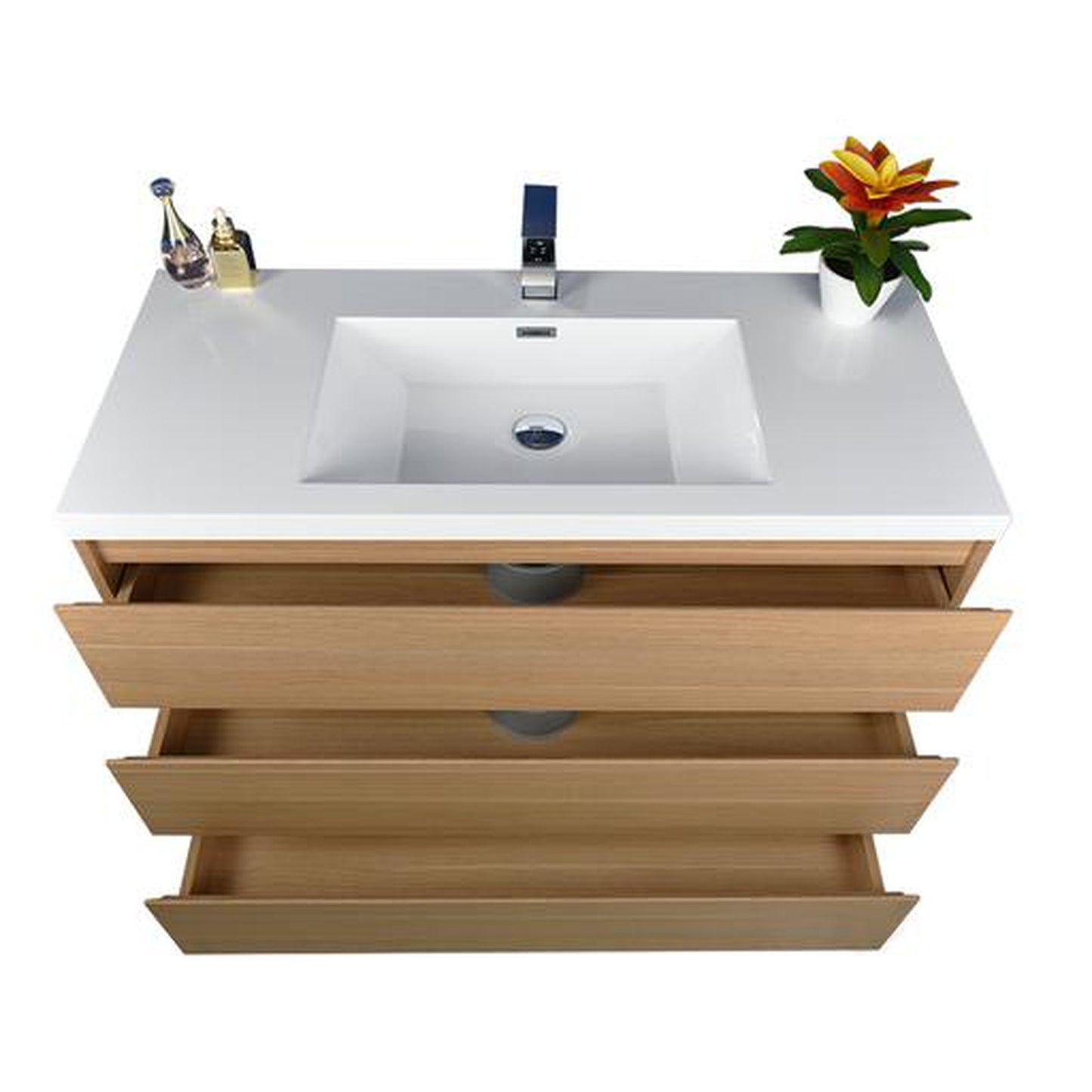 Moreno Bath Angeles 48" White Oak Freestanding Vanity With Single Reinforced White Acrylic Sink
