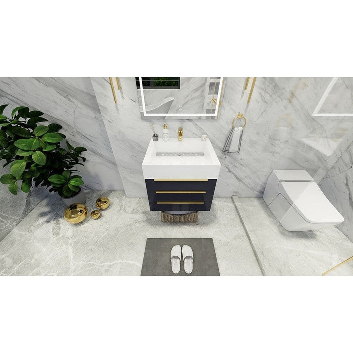Moreno Bath Bethany 24" High Gloss Gray Wall-Mounted Vanity With Single Reinforced White Acrylic Sink