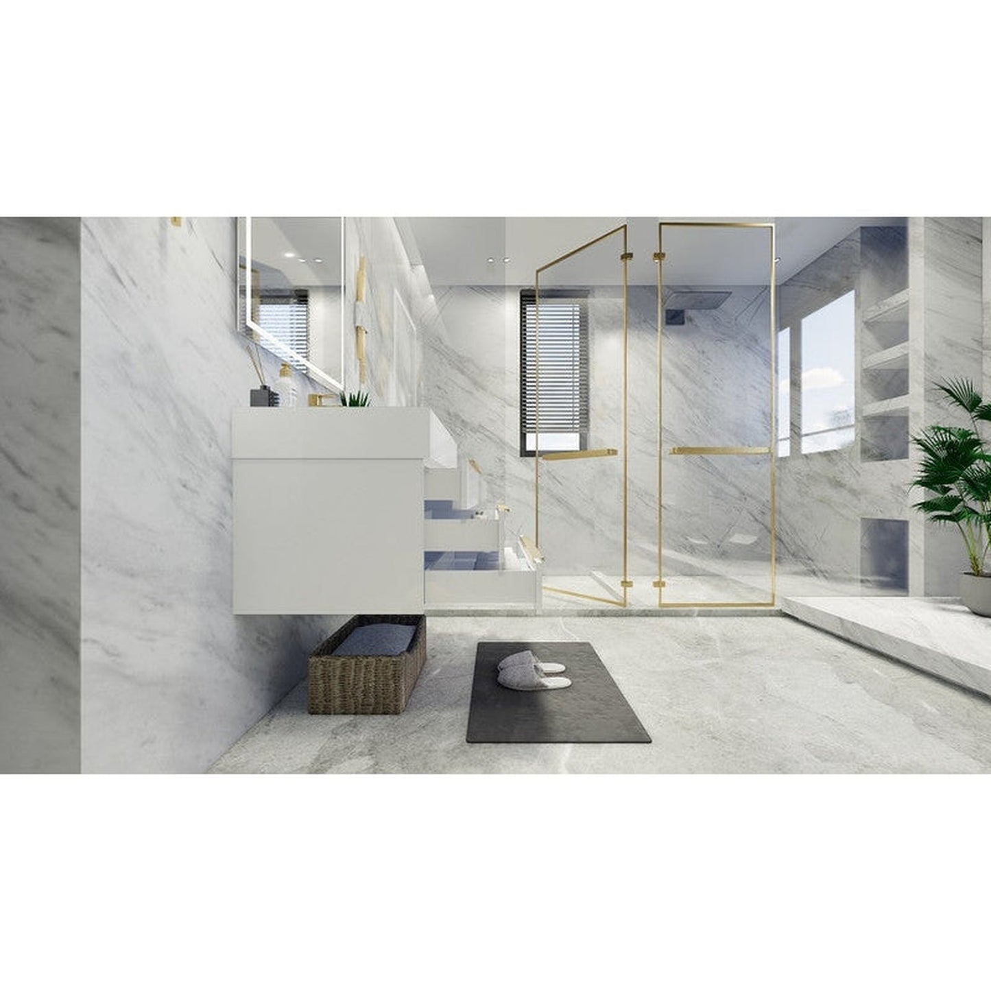 Moreno Bath Bethany 30" High Gloss White Wall-Mounted Vanity With Single Reinforced White Acrylic Sink