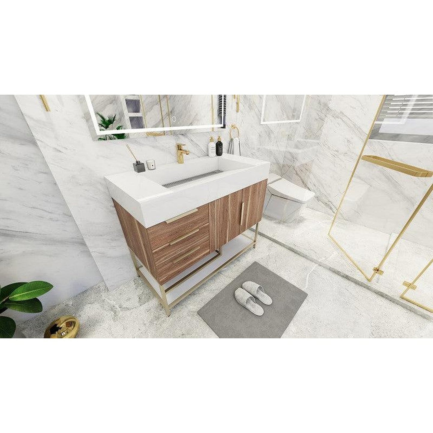 Moreno Bath Bethany 42" White Oak Freestanding Vanity With Left Side Drawers and Single Reinforced White Acrylic Sink