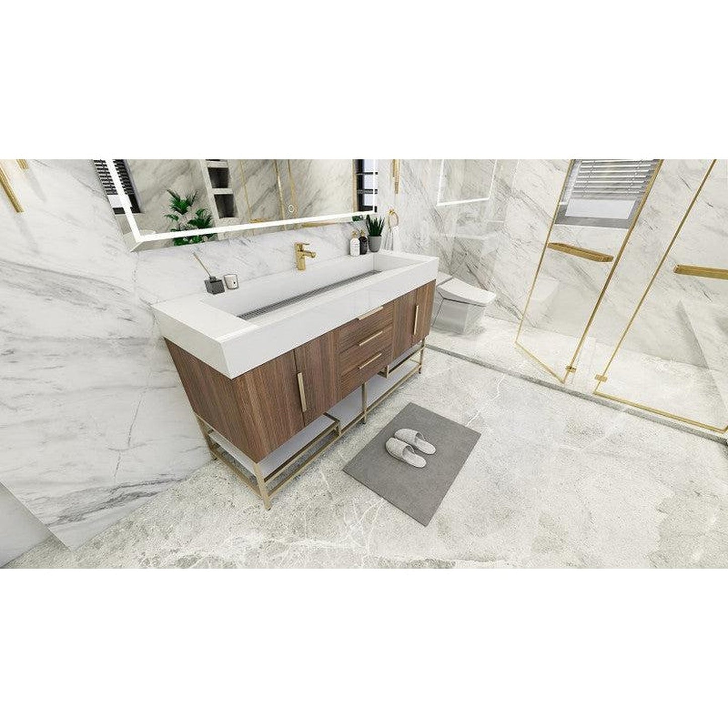 Moreno Bath Bethany 60" Rosewood Freestanding Vanity With Single Reinforced White Acrylic Sink