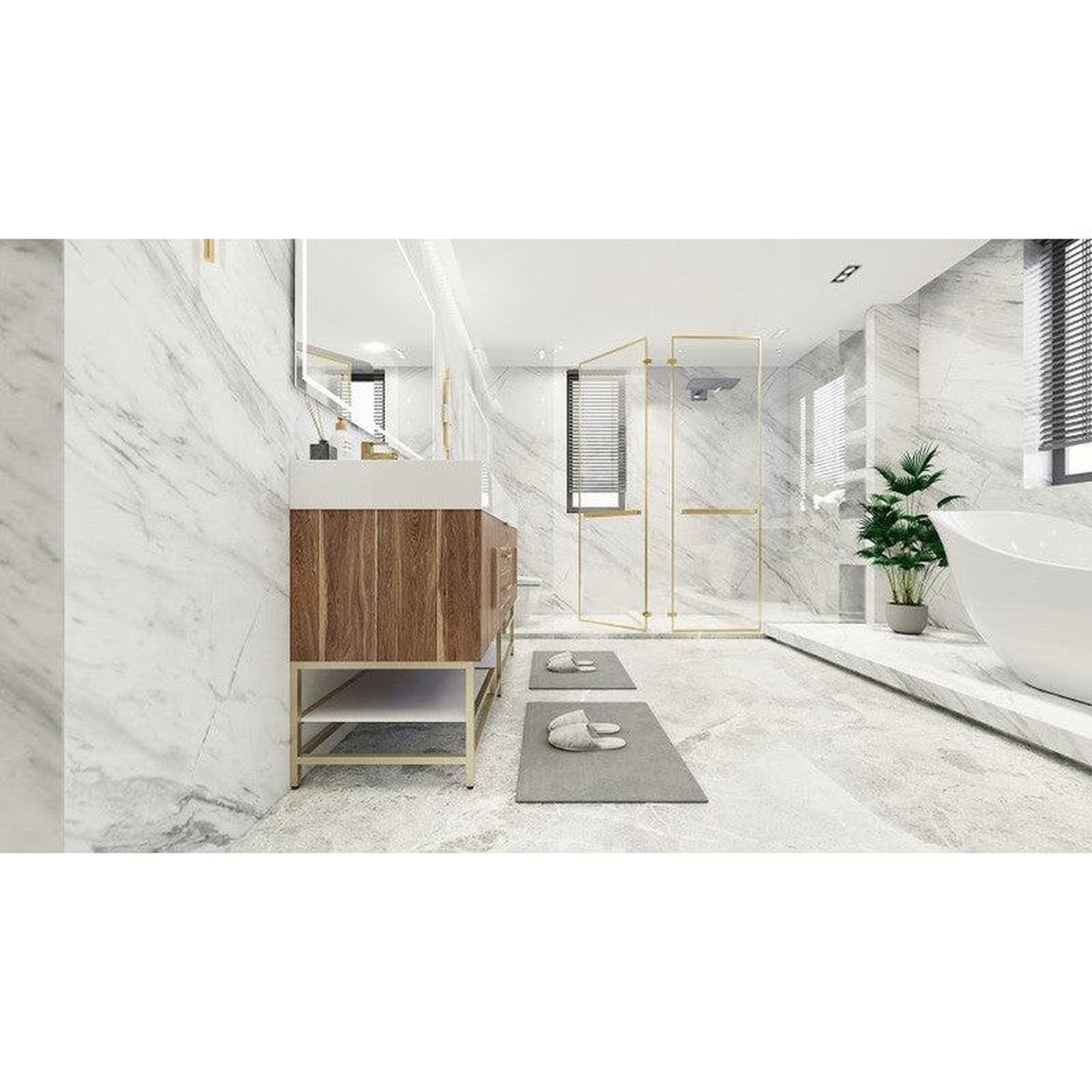 Moreno Bath Bethany 60" White Oak Freestanding Vanity With Double Reinforced White Acrylic Sinks