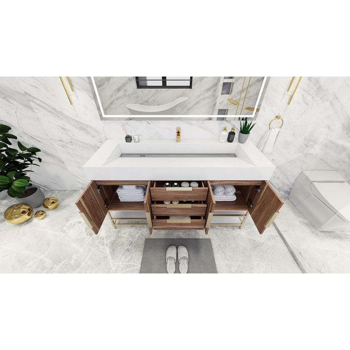 Moreno Bath Bethany 60" White Oak Freestanding Vanity With Single Reinforced White Acrylic Sink