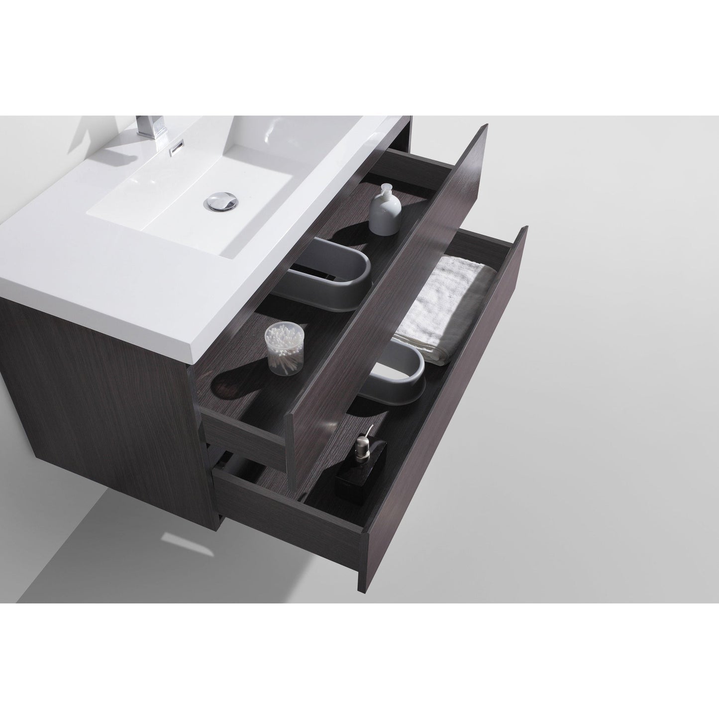 Moreno Bath Bohemia Lina 42" Dark Gray Oak Wall-Mounted Vanity With Single Reinforced White Acrylic Sink