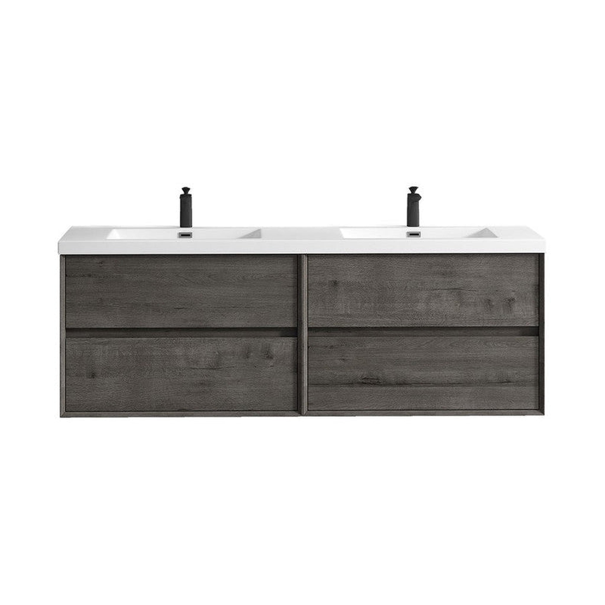 Moreno Bath Kingdee 72" Smoke Oak WallMounted Modern Vanity With Doub