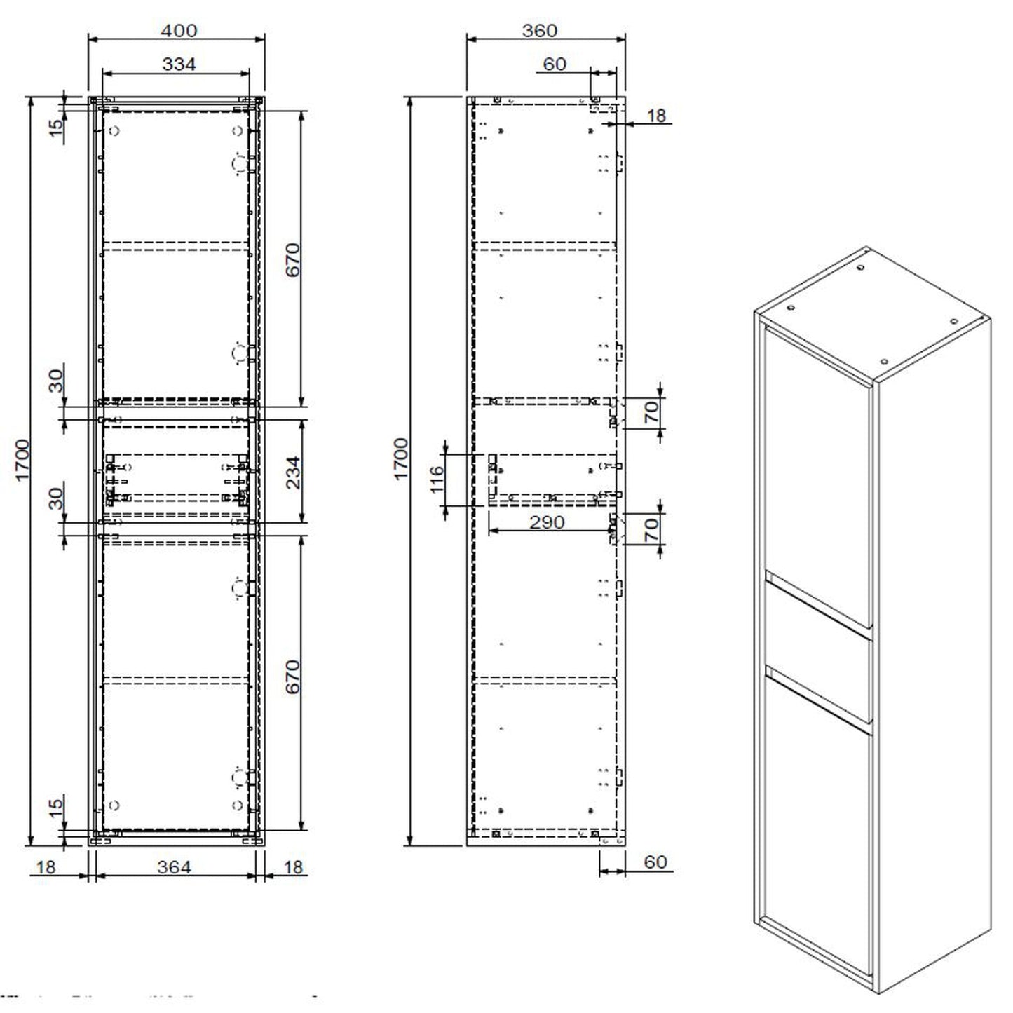 Moreno Bath Sage 16" High Gloss White Wall-Mounted Linen Storage Cabinet