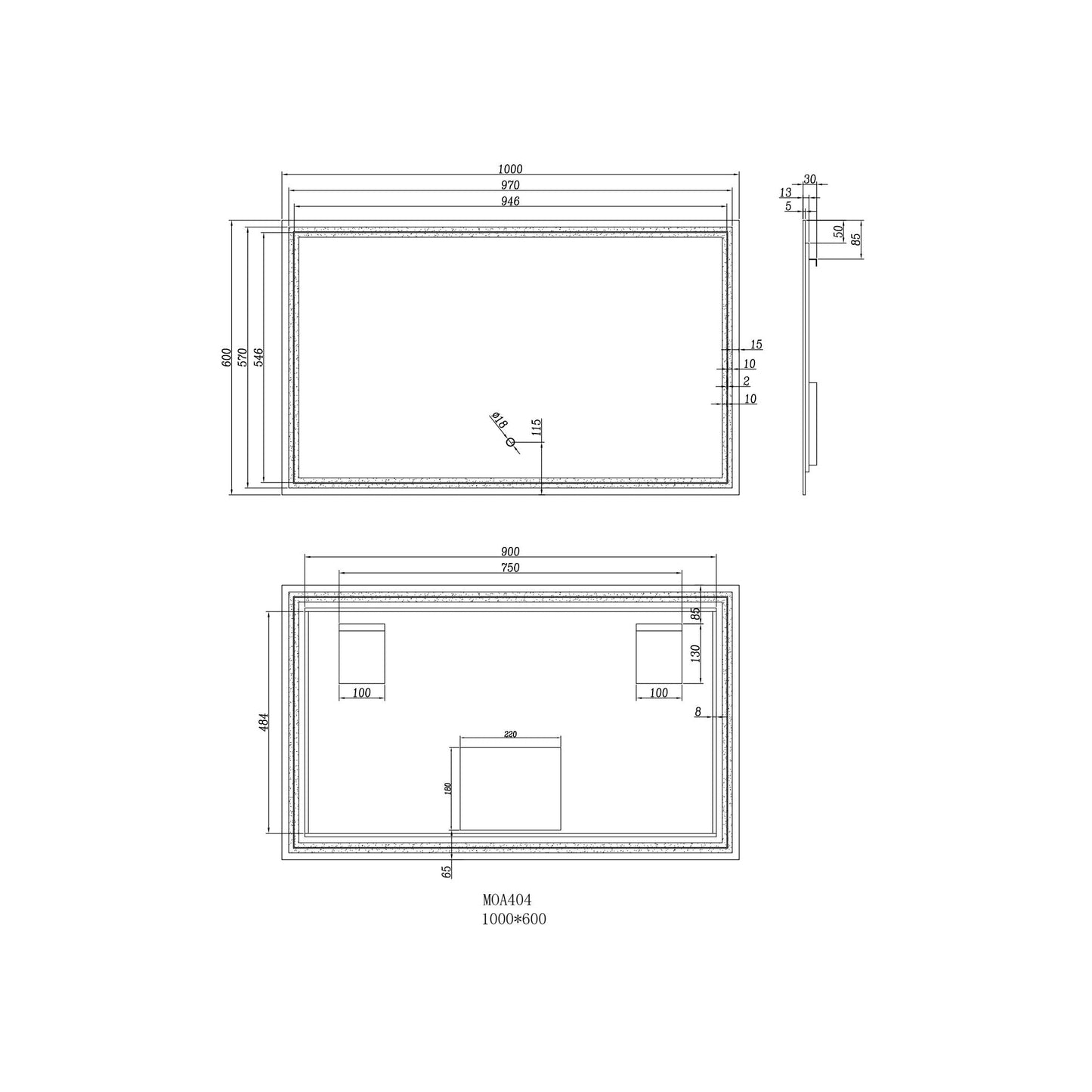 Moreno Luna 40" Frameless Polished Edge Back-lit LED Mirror