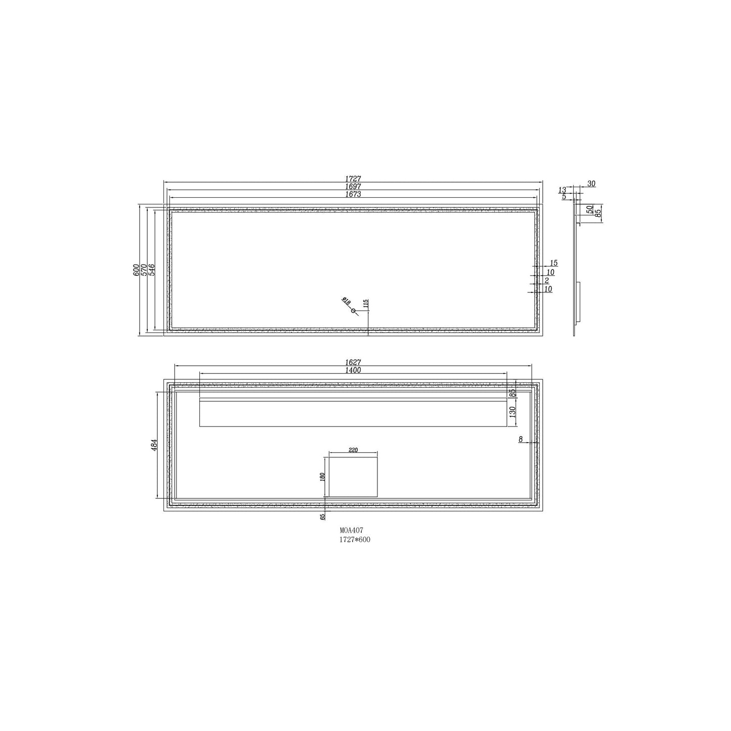 Moreno Luna 68" Frameless Polished Edge Back-Lit LED Mirror