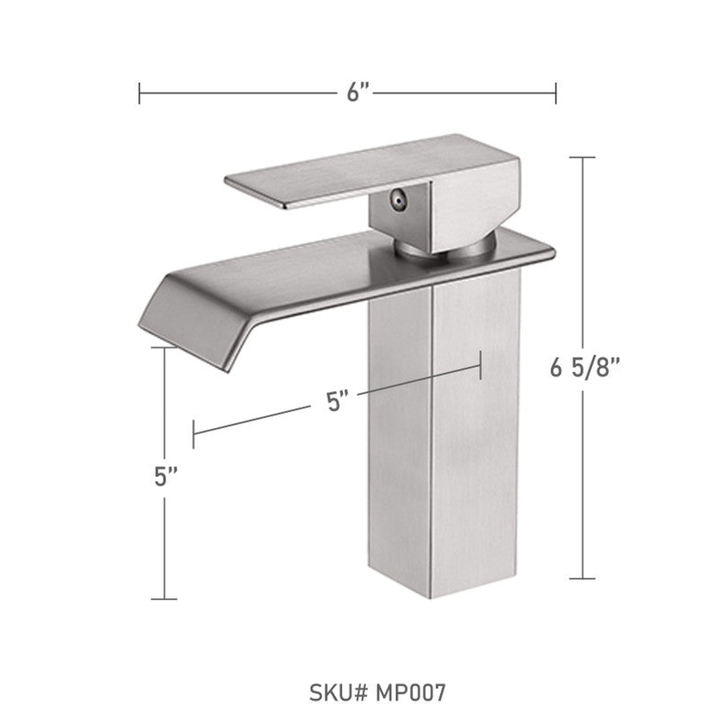 Moreno Nelli 6" x 7" Single Hole Brushed Nickel Single Handle Centerset Faucet