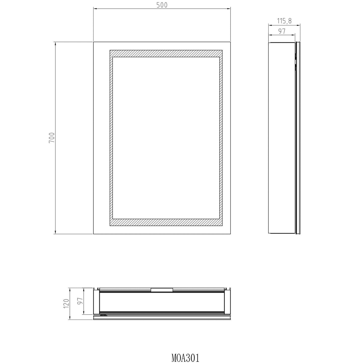 Moreno Nova 20" LED Mirror Medicine Cabinet