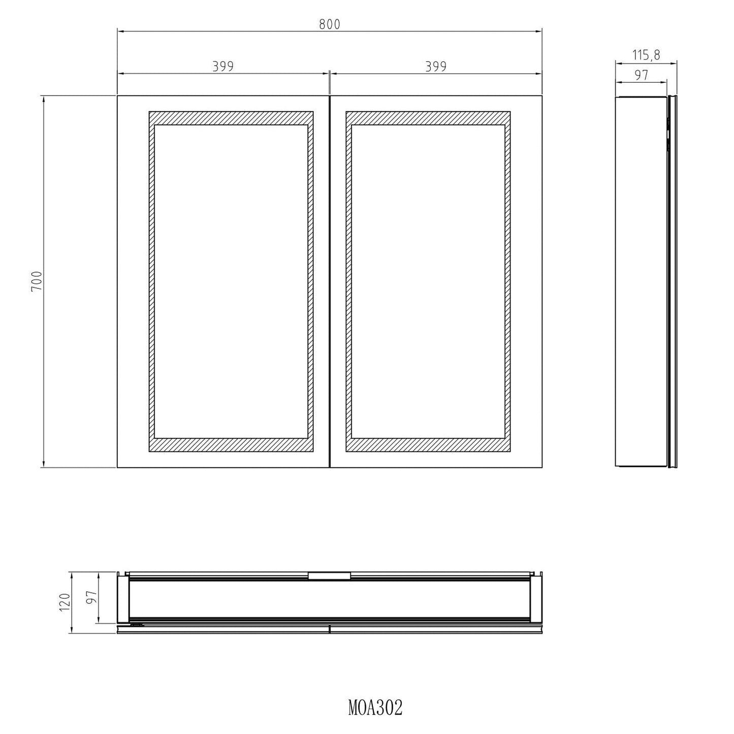 Moreno Nova 32" LED Mirror Medicine Cabinet
