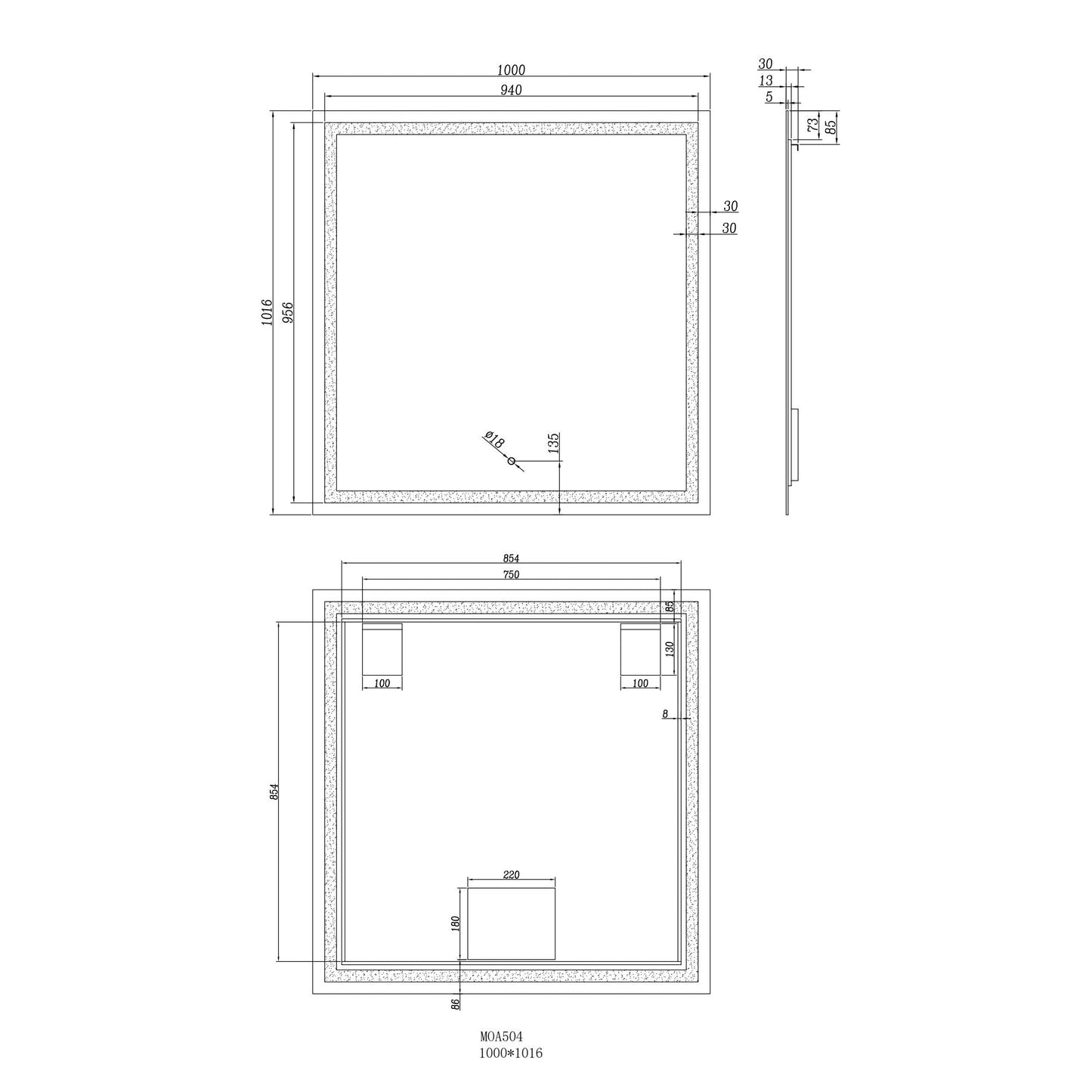Moreno Twinkle 40" x 40" Frameless Polished Edge Frosted Panel LED Mirror