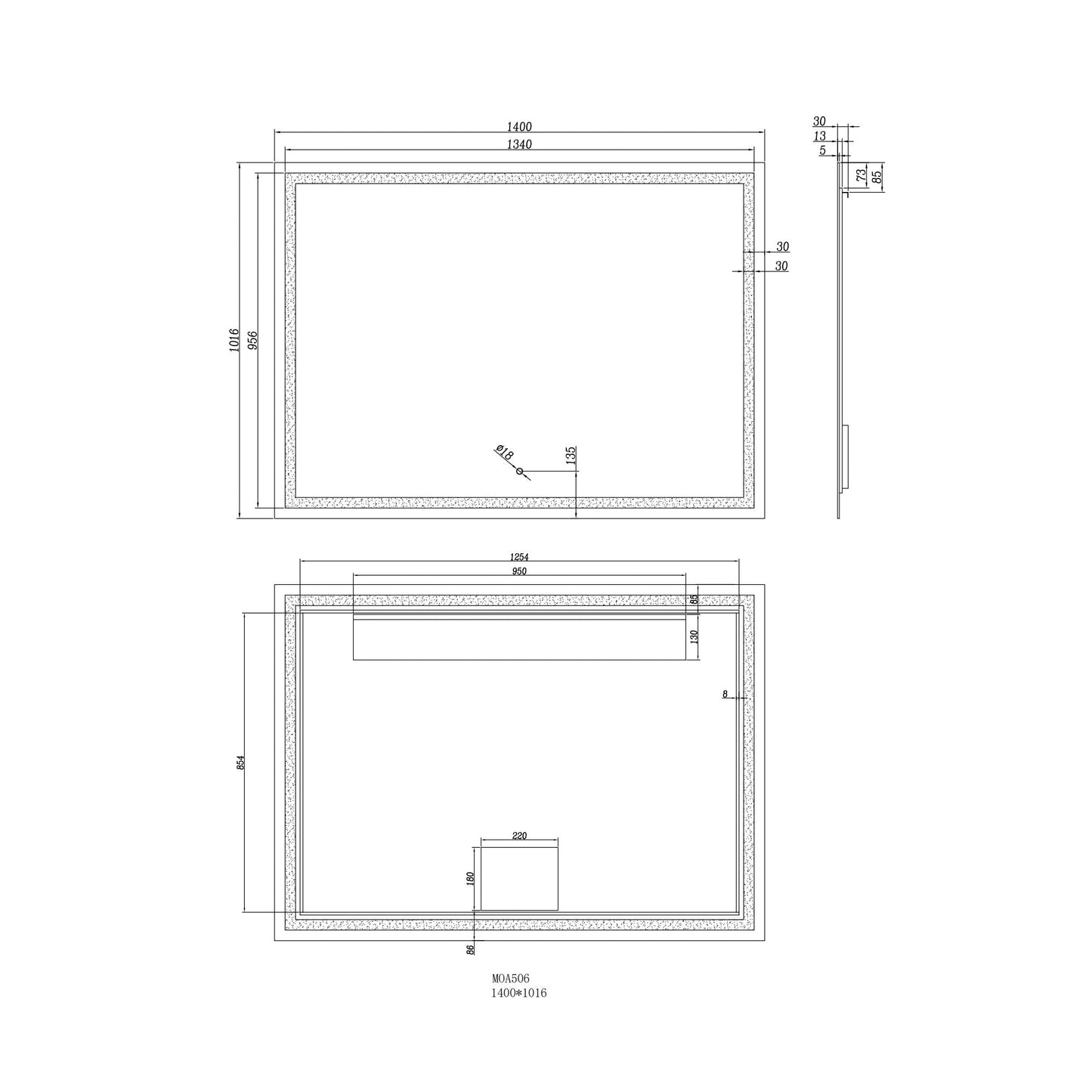Moreno Twinkle 55" x 40" Frameless Polished Edge Frosted Panel LED Mirror