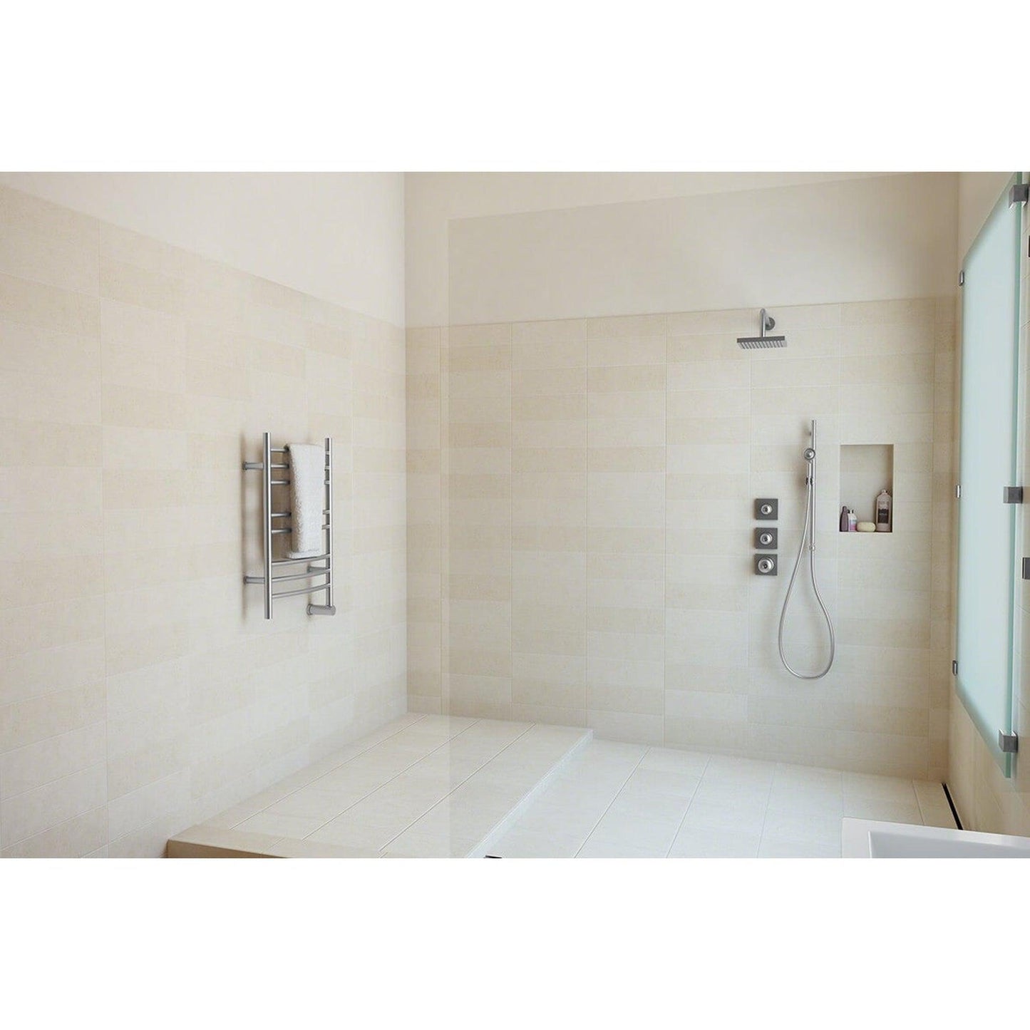 MrSteam Metro Collection 31" x 20" x 5" Stainless Steel Polished in 8-Bar Wall-Mounted Electric Towel Warmer with Digital Timer