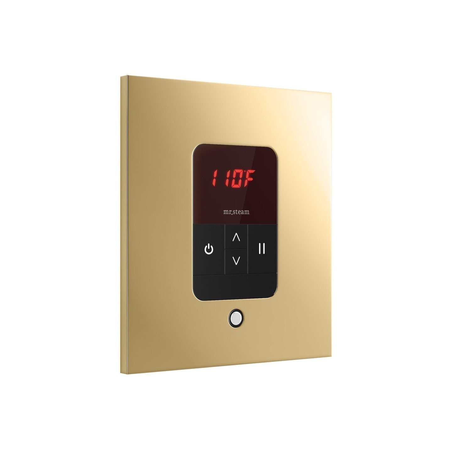 MrSteam iTempo 5" x 5" x 1" Polished Brass in Square Steam Shower Control