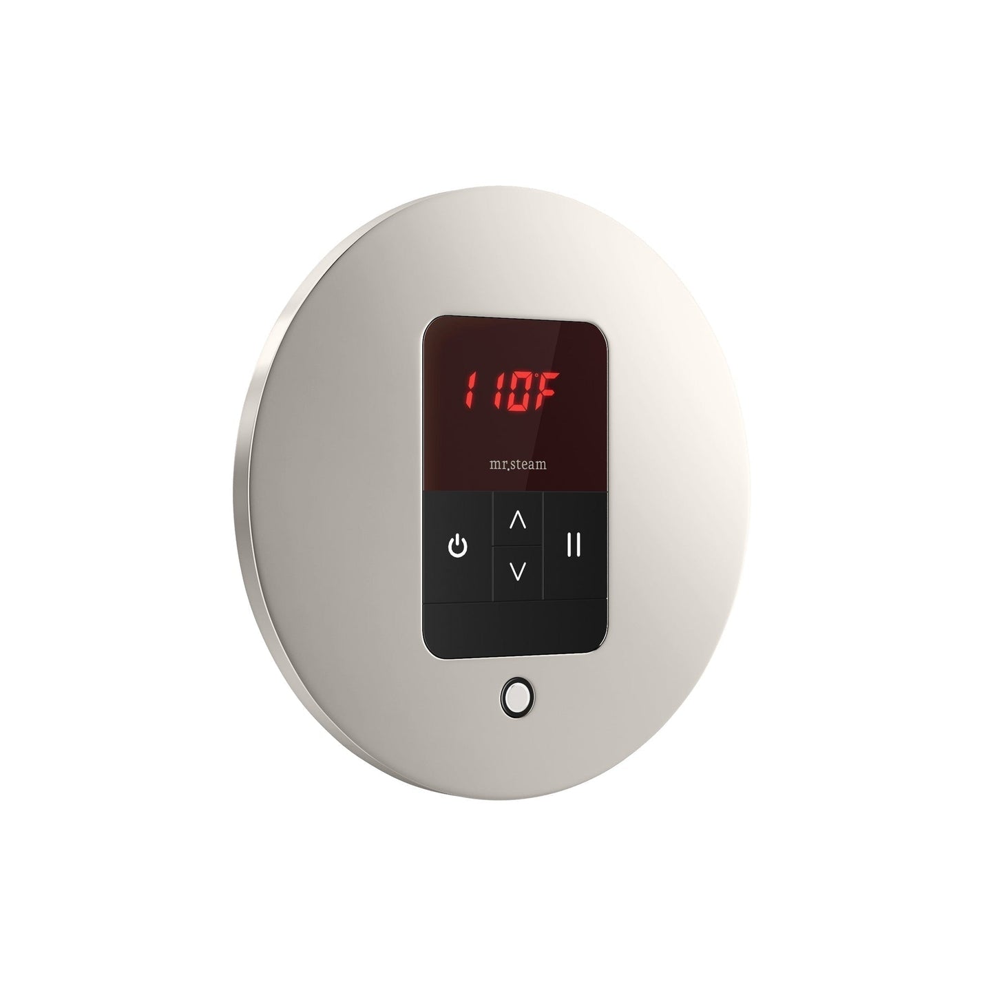 MrSteam iTempo 5" x 5" x 1" Polished Nickel Round Steam Shower Control