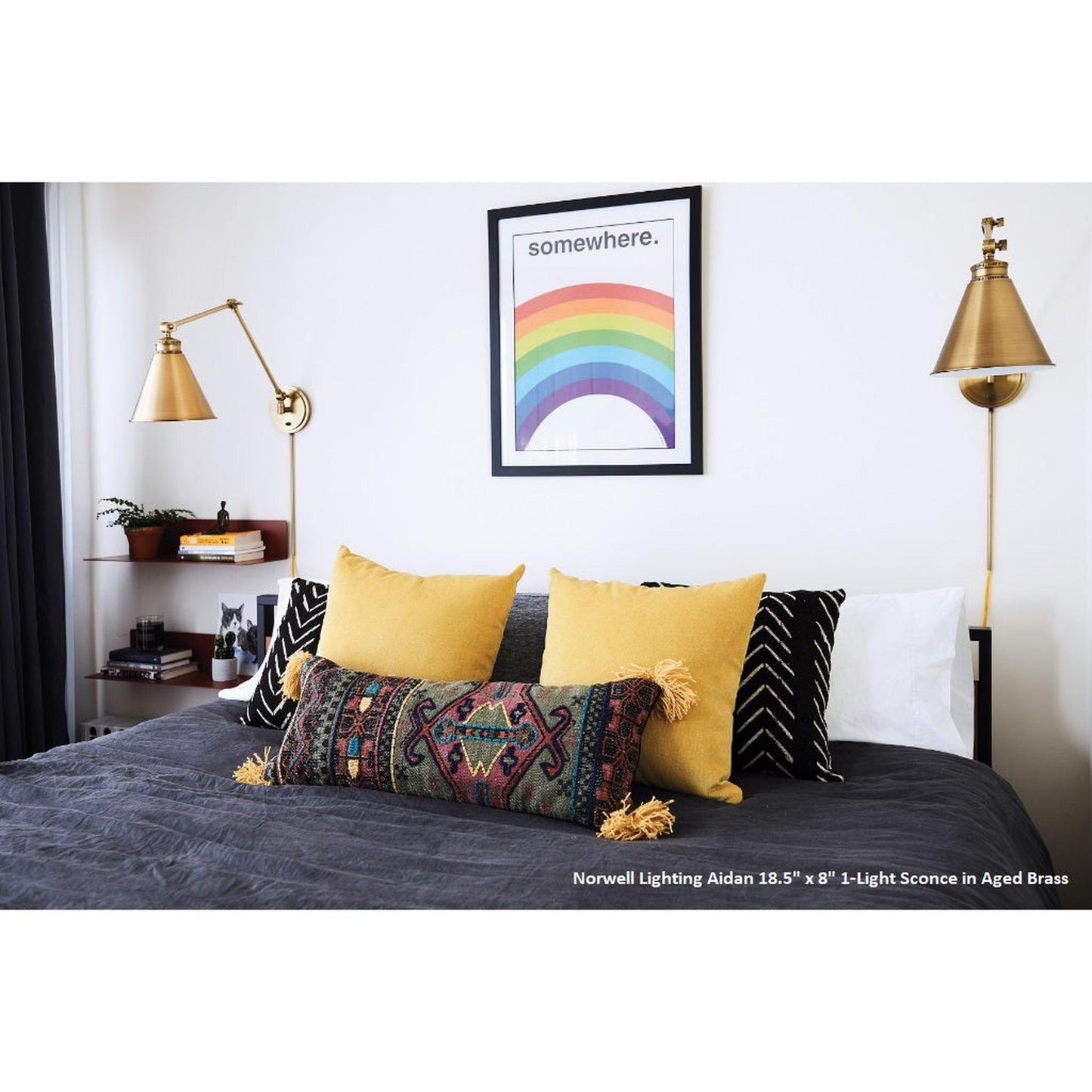 Norwell Lighting Aiden 19" x 8" 1-Light Aged Brass Moveable Swing Arm Sconce