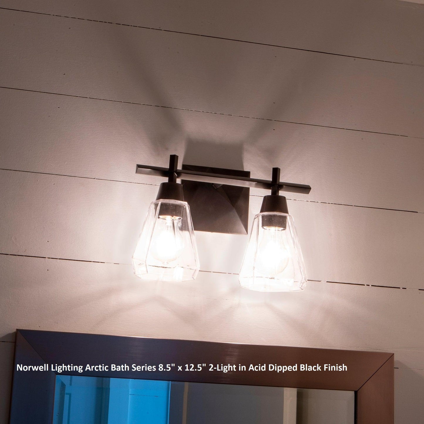 Norwell Lighting Arctic Bath Series 9" x 13" 2-Light Polished Nickel Vanity Wall Sconce With Clear Glass Diffuser