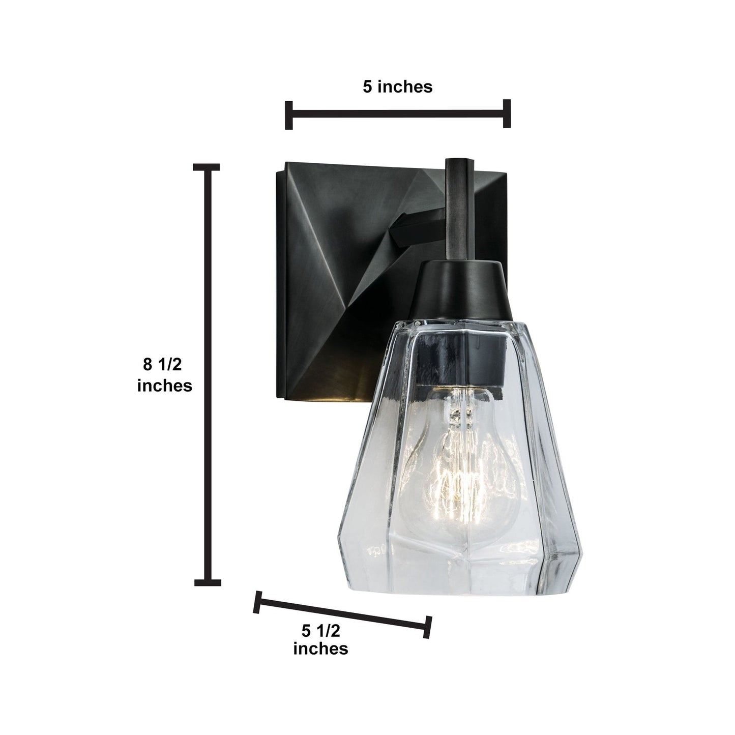 Norwell Lighting Arctic Bath Series 9" x 5" 1-Light Polished Nickel Vanity Wall Sconce With Clear Glass Diffuser