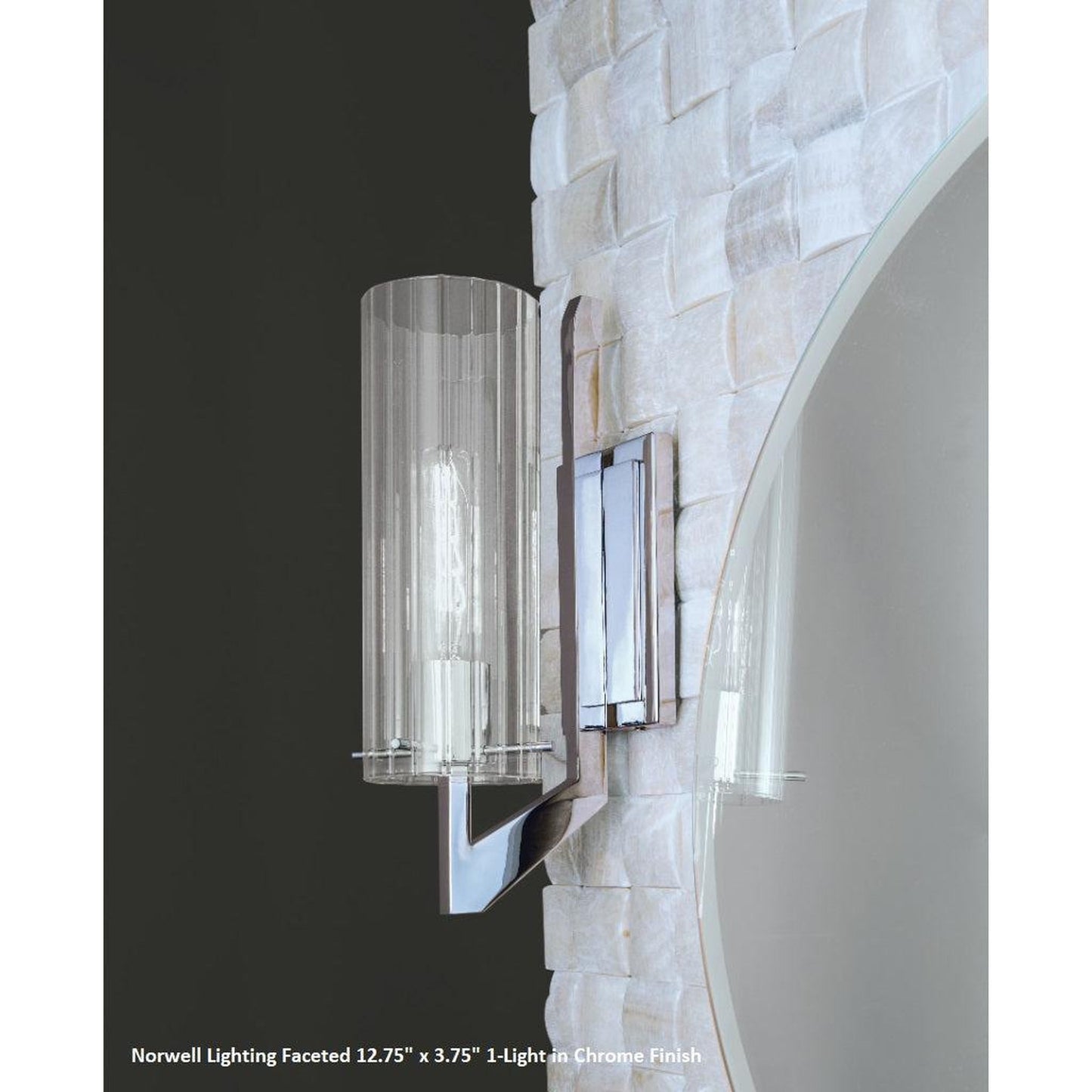 Norwell Lighting Faceted 13" x 4" 1-Light Brushed Nickel Vanity Wall Sconce With Clear Glass Diffuser