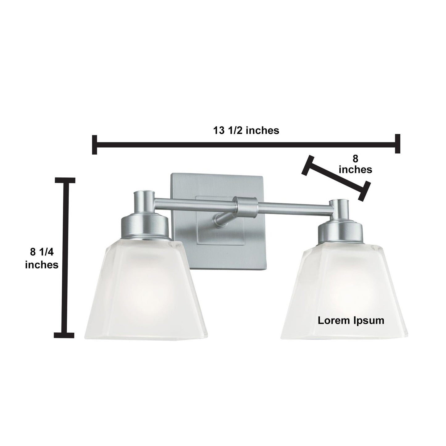 Norwell Lighting Matthew 8" x 14" 2-Light Chrome Vanity Wall Sconce With Square Glass Diffuser
