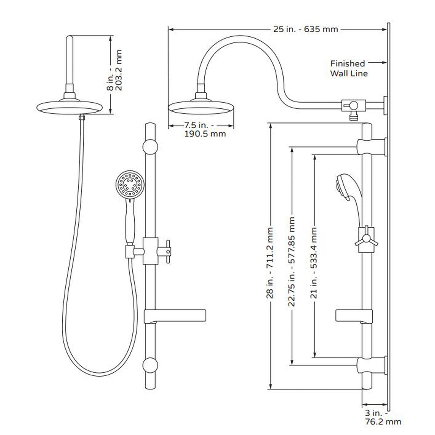 PULSE ShowerSpas AquaRain 2.5 GPM Shower System in Oil Rubbed Bronze Finish With Rain Shower Head and 5-Function Handheld Shower