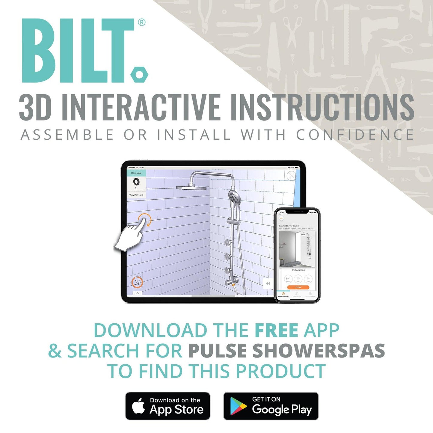 PULSE ShowerSpas Lanikai 1.8 GPM Rain Shower System in Matte Black Finish With 3-Power Spray Body Jet and 5-Function Hand Shower