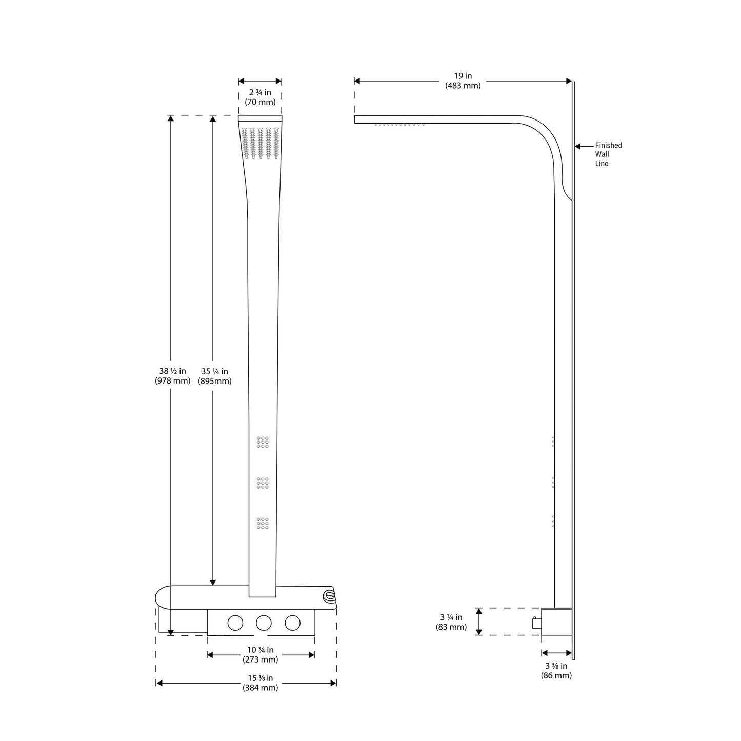 PULSE ShowerSpas Paradise Rain Shower System in Brushed Stainless Steel Finish With 3-Body Jet and Hand Shower