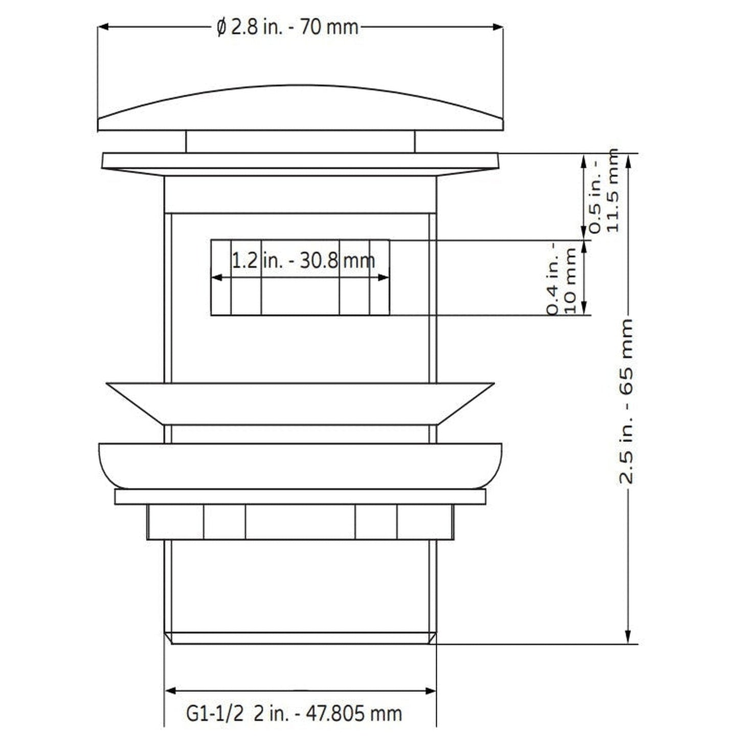 PULSE ShowerSpas Universal Pop-Up Bath Tub Drain in Oil Rubbed Bronze Finish