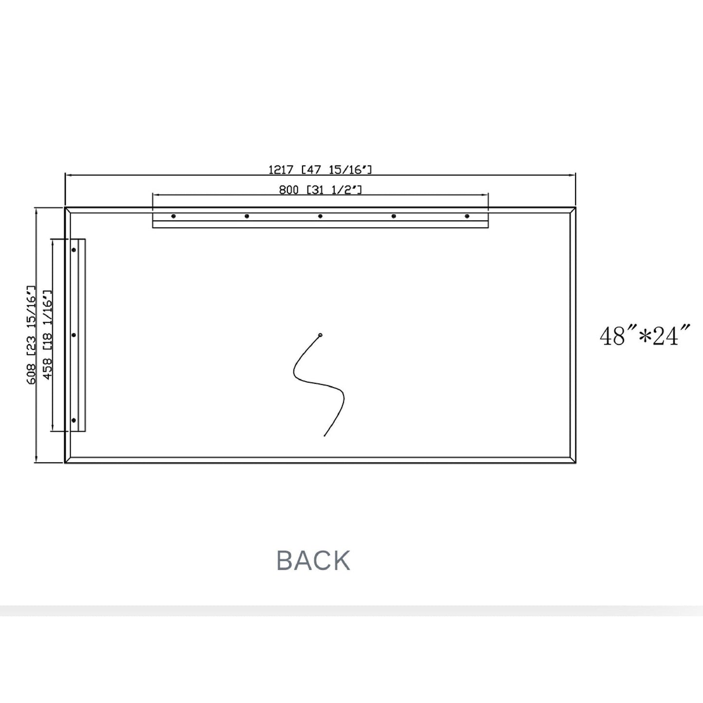 Paris Mirror Liberty 48" x 24" Front-Lit Lighted Super Bright Dimmable Wall-Mounted 6000K LED Mirror With Integrated Defogger System