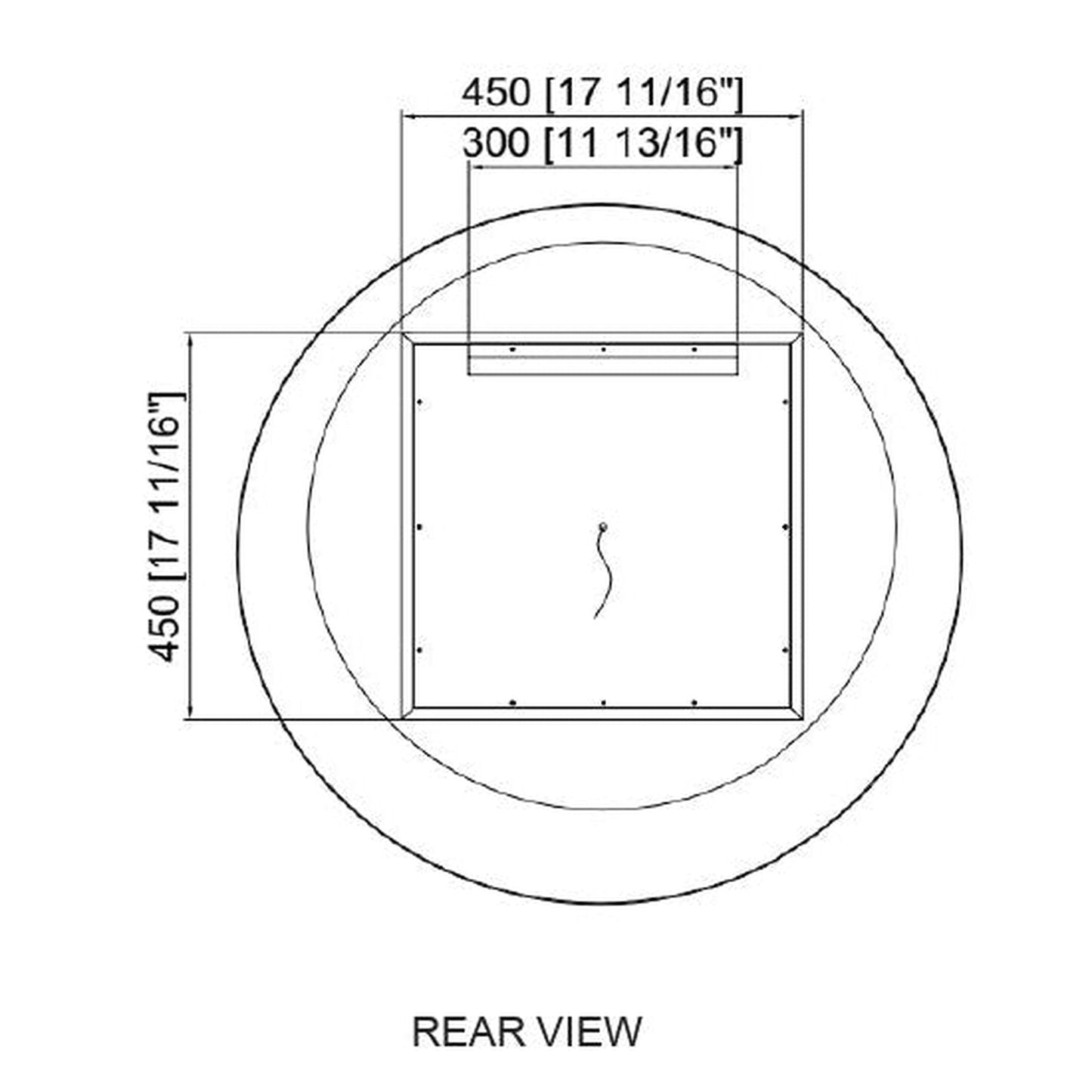 Paris Mirror Luna 32" x 32" Front-Lit Lighted Super Bright Dimmable Wall-Mounted 6000K LED Mirror With Illuminated Moon Lighting and Black Round Frame