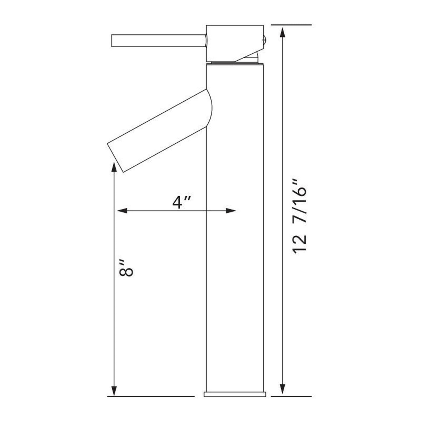 Pelican International Cascade Series PL-8112 Single Hole Vessel Faucet in Brushed Nickel Finish
