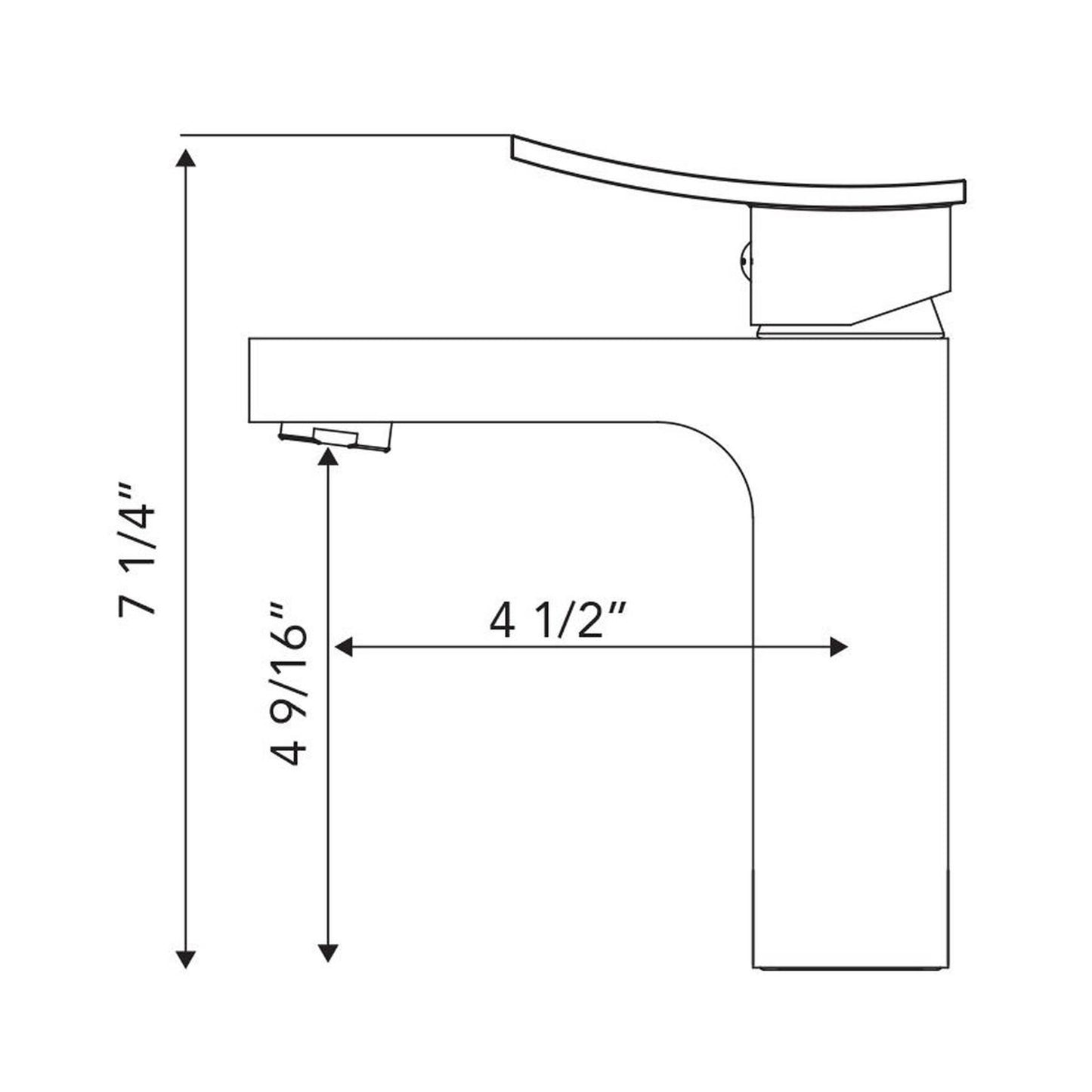 Pelican Int'l Cascade Series PL-8142 Single Hole Bathroom Faucet In Brushed Nickel Finish