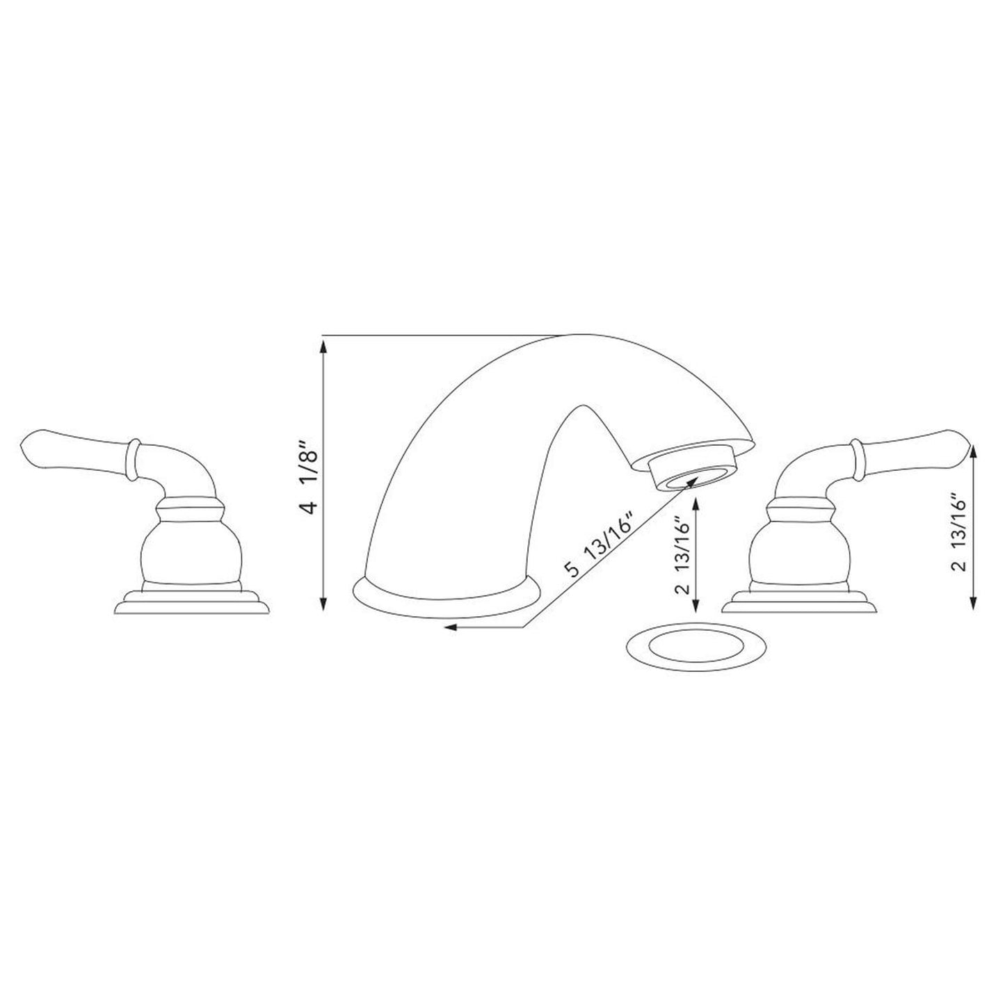 Pelican Int'l Cascade Series PL-8303 Three Hole Bathroom Faucet In Chrome Finish
