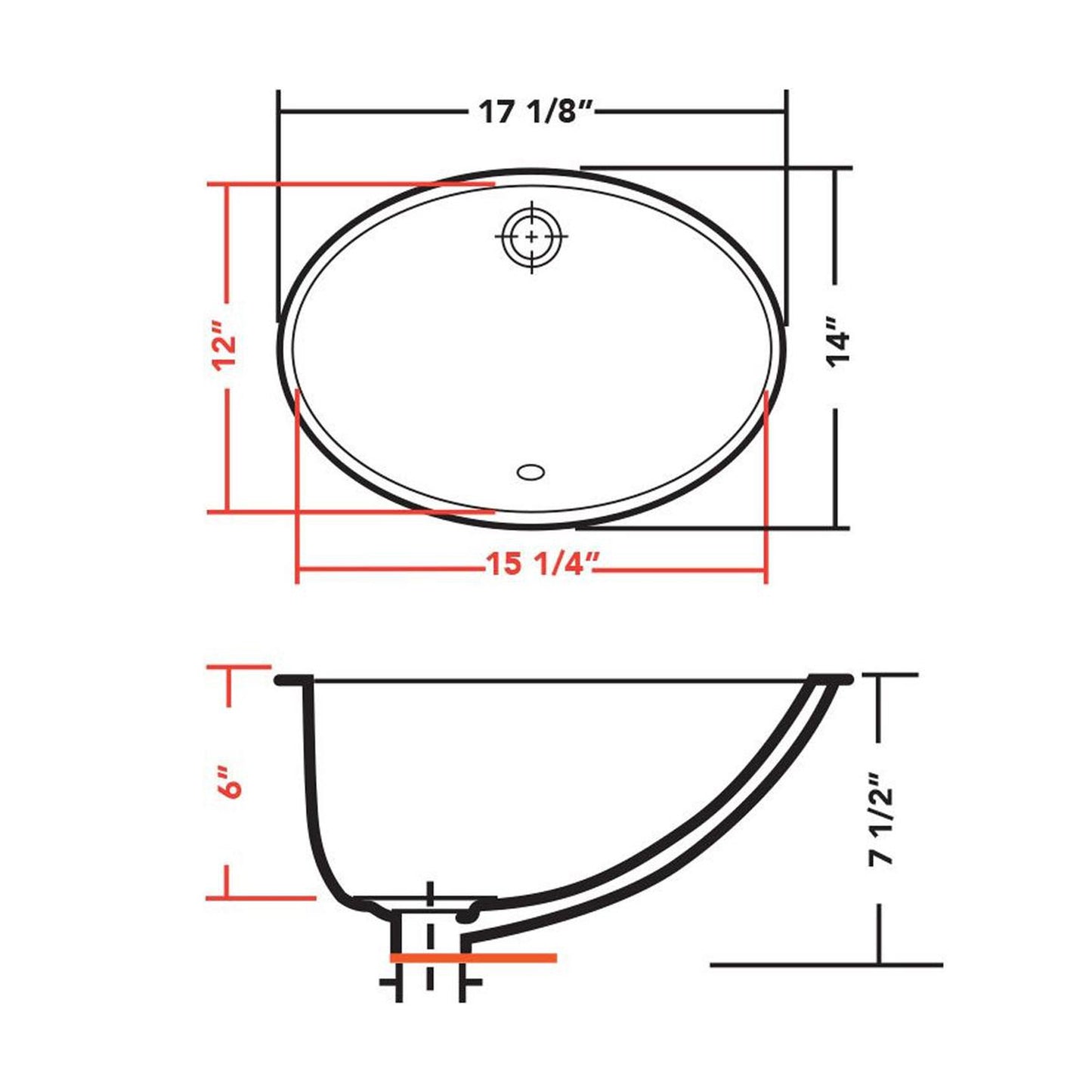 Pelican Int'l Pearl Series PL-3072 15 1/4" x 12" Bone Porcelain Undermount Bathroom Sink