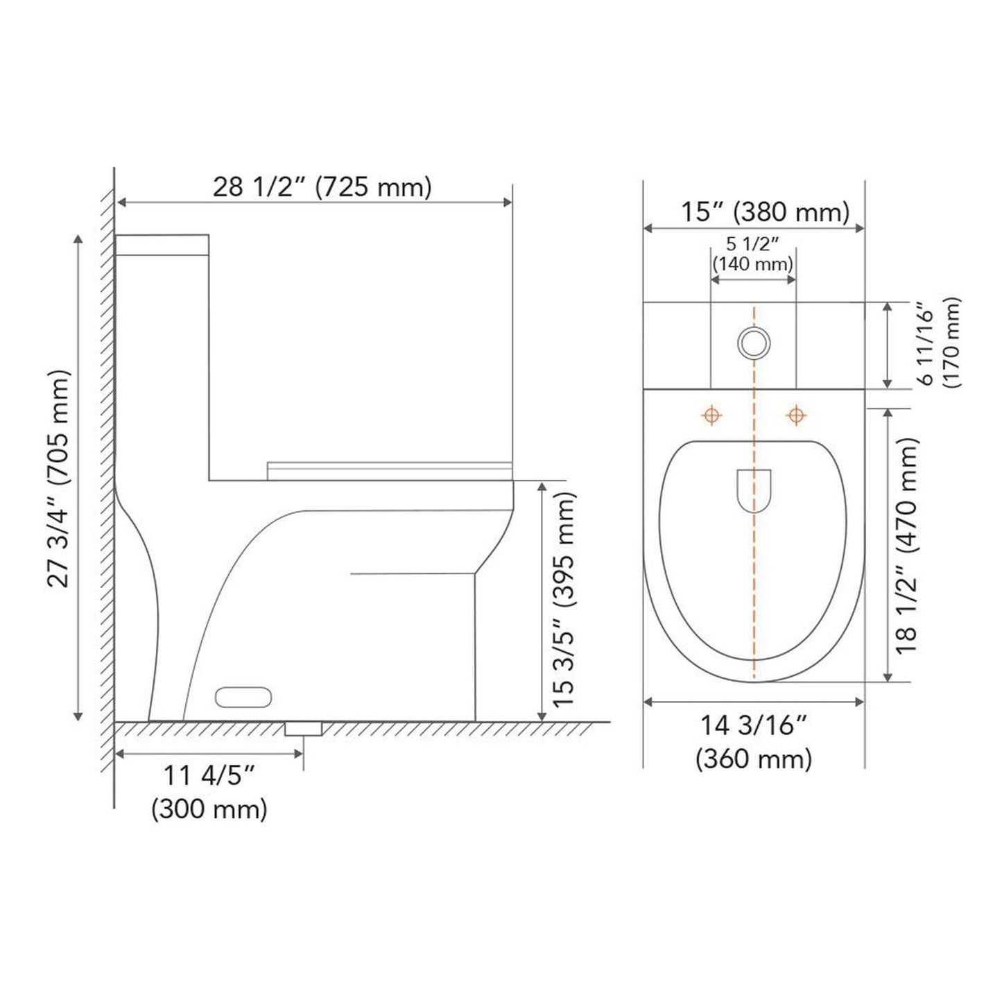 Pelican Int'l Vortex Series PL-12050 White ADA Compliant Porcelain High Efficiency Toilet with Dual Flush