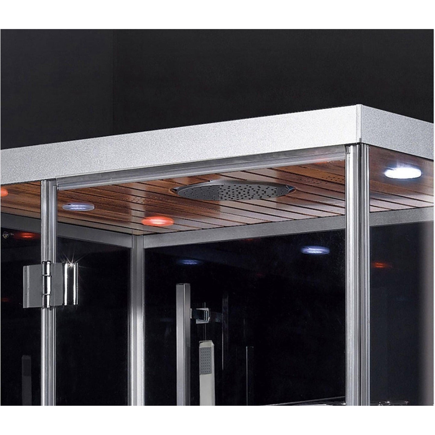 Platinum 47" x 35" x 89" Two-Person Black Framed Rectangle Walk-In Steam Shower With Right Handed Control Panel Configuration Hinged Door 6 Massage Jets & LED Chromatherapy Lighting